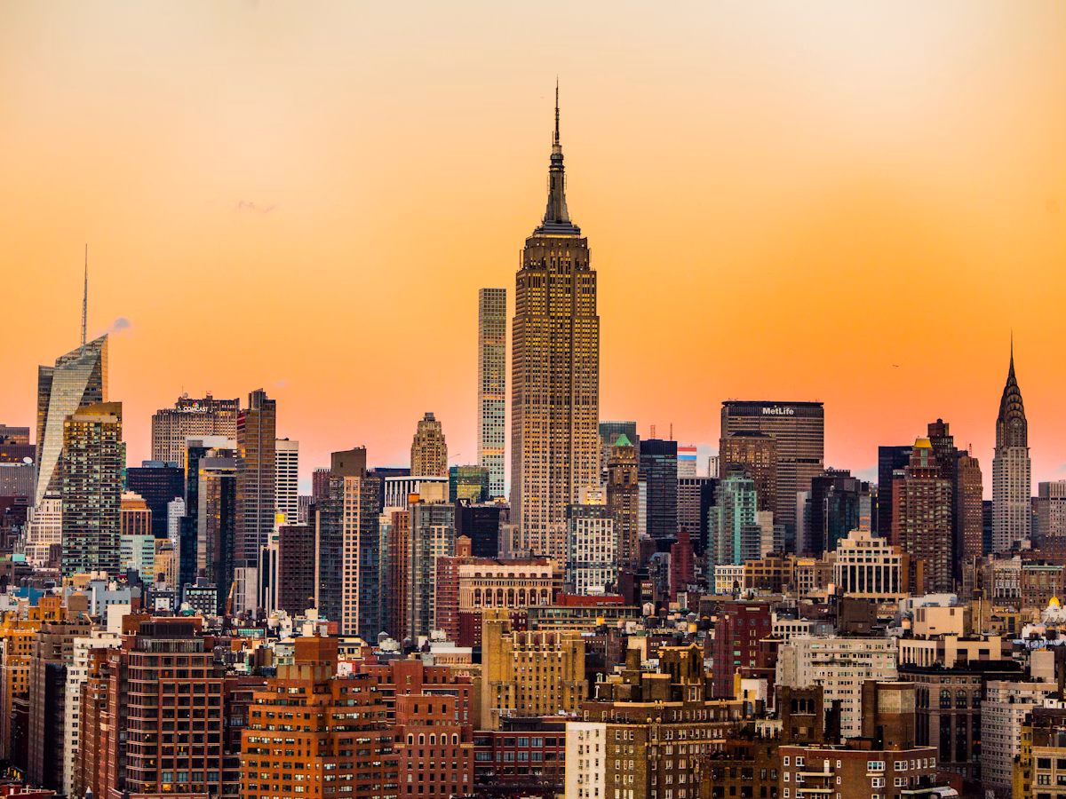 New York skyline at sunset